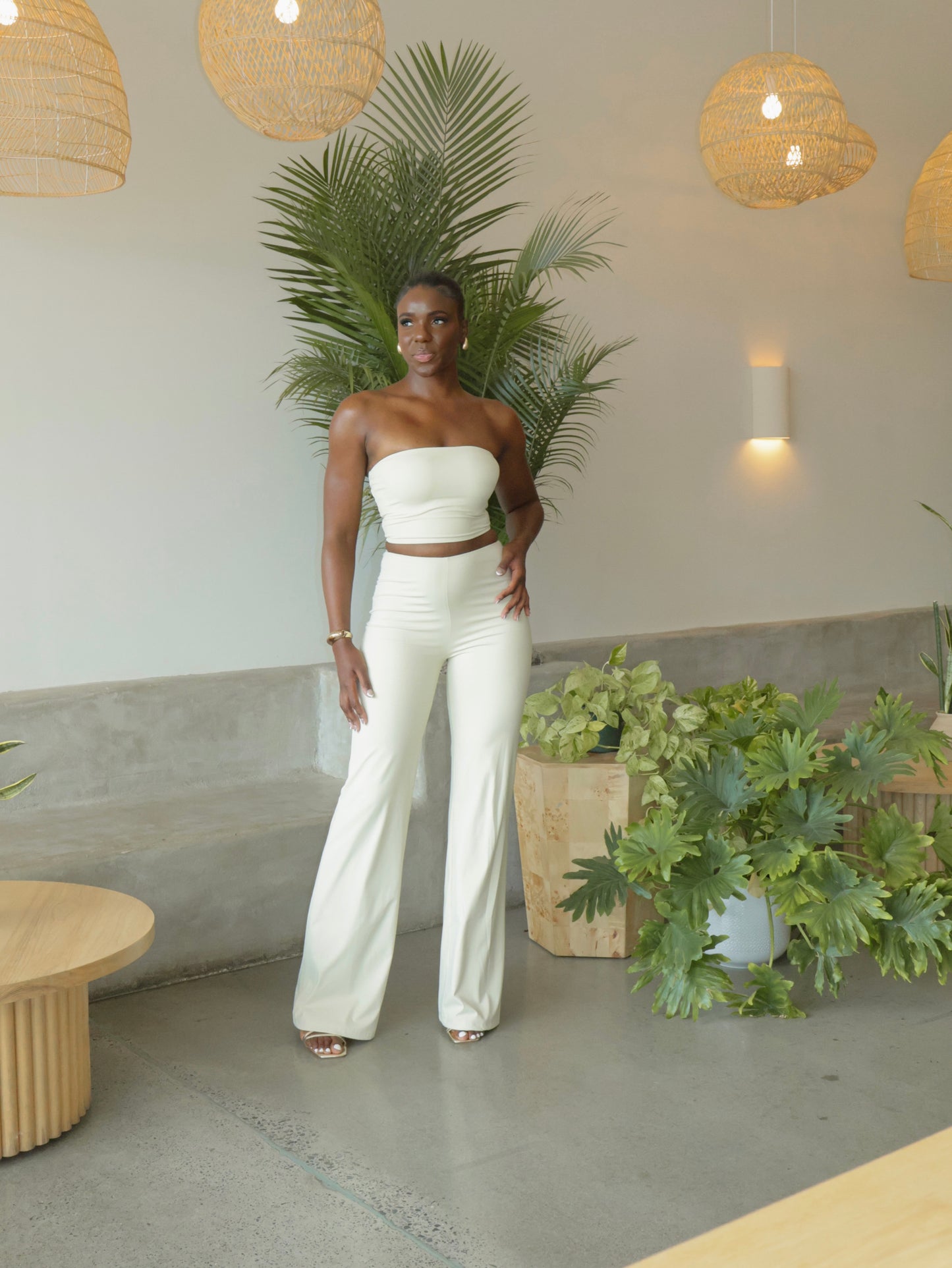 Seamless Wide Leg Pant - Cream