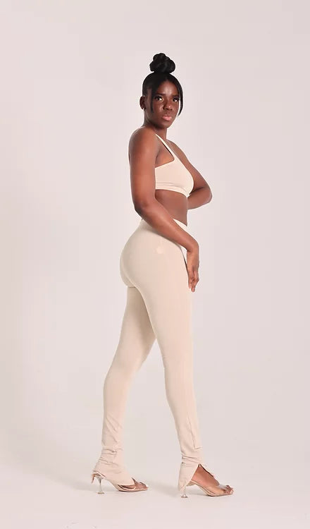 XENA - ASYMMETRIC CUTOUT JUMPSUIT - BEIGE