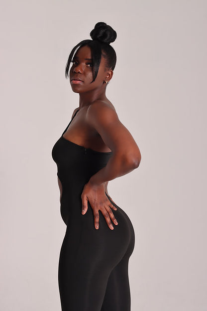 XENA - ASYMMETRIC CUTOUT JUMPSUIT - BLACK